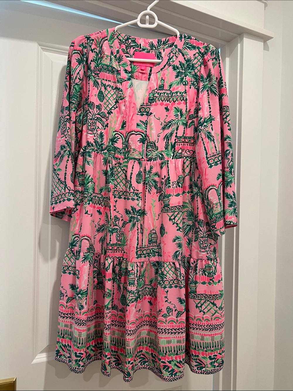 Lilly Pulitzer Tropical Tiered Pink Green Martine Dress